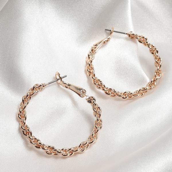 Twisted Rope Gold Hoop Earrings