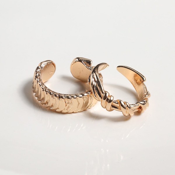 Fluted & Knotted Gold Band Rings