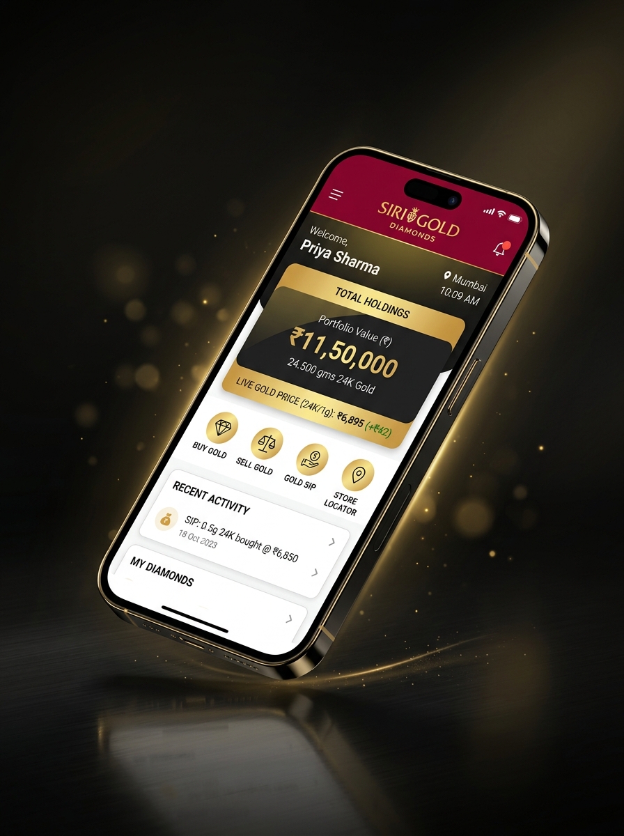 Siri Gold & Diamonds Mobile App Interface