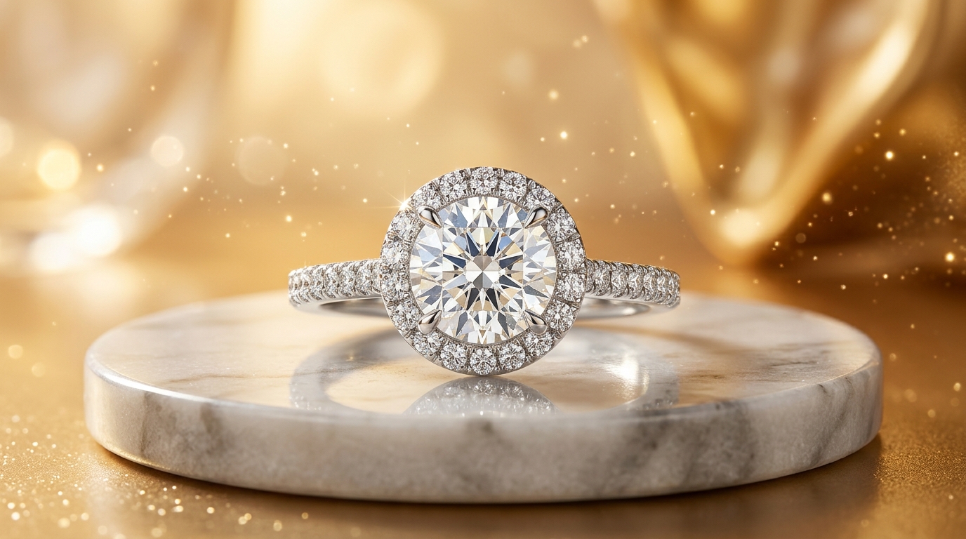 Solitaire Diamond Halo Ring